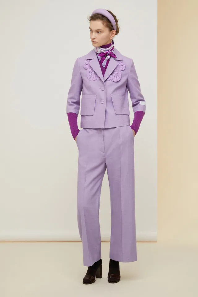 Patou A21TR0010088478L pantalon tweed lavande court
