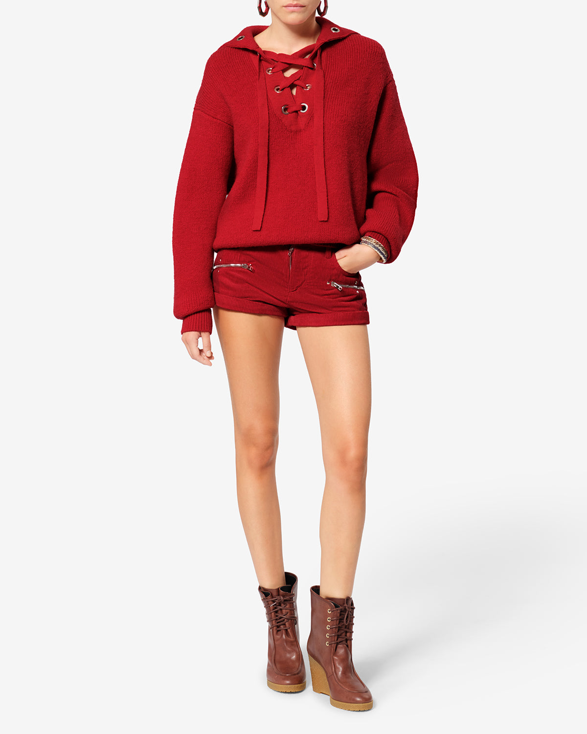 Isabel Marant Ydalia PU1009FA pull laine rouge