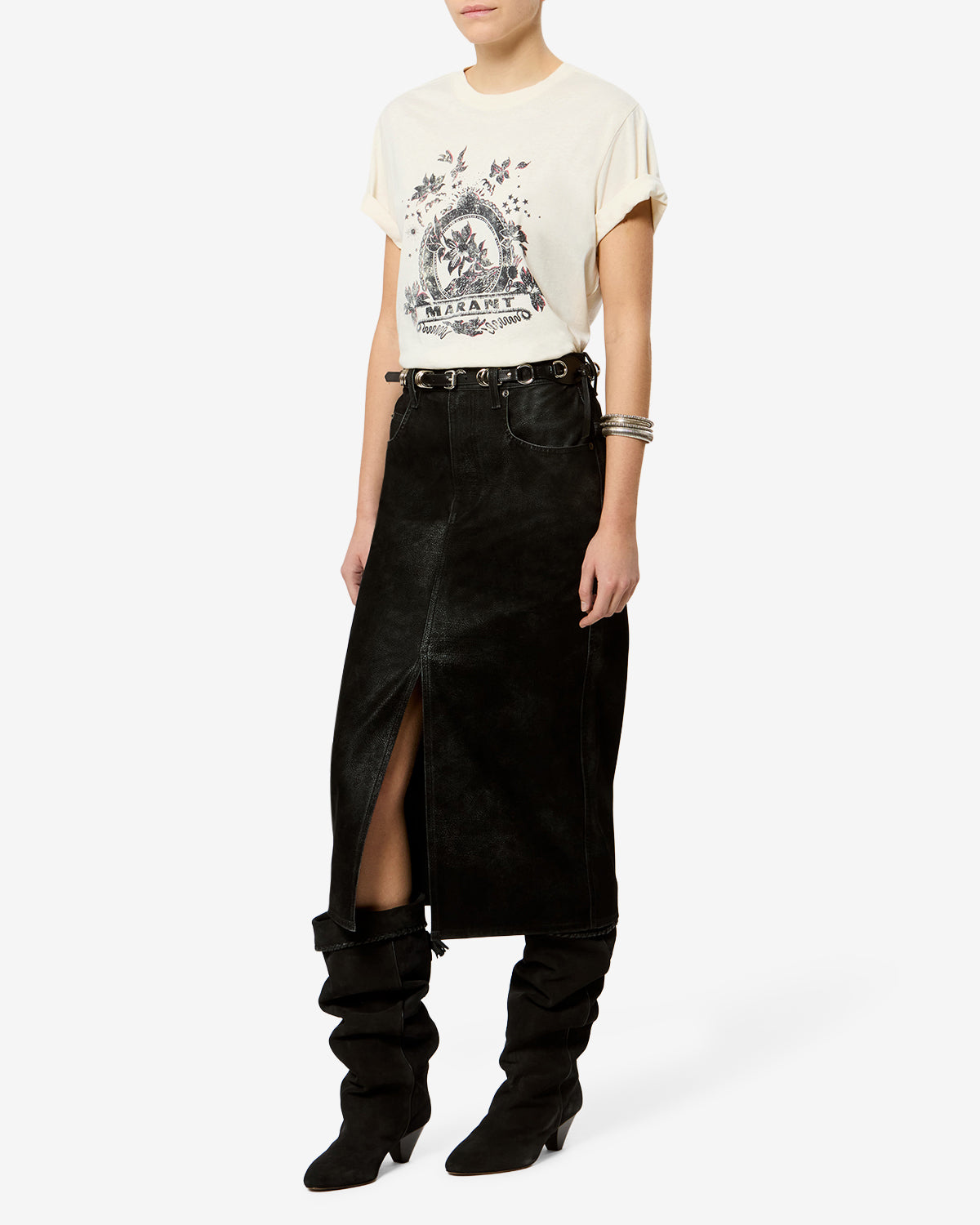 Isabel Marant Zewel t-shirt écru coton imprimé