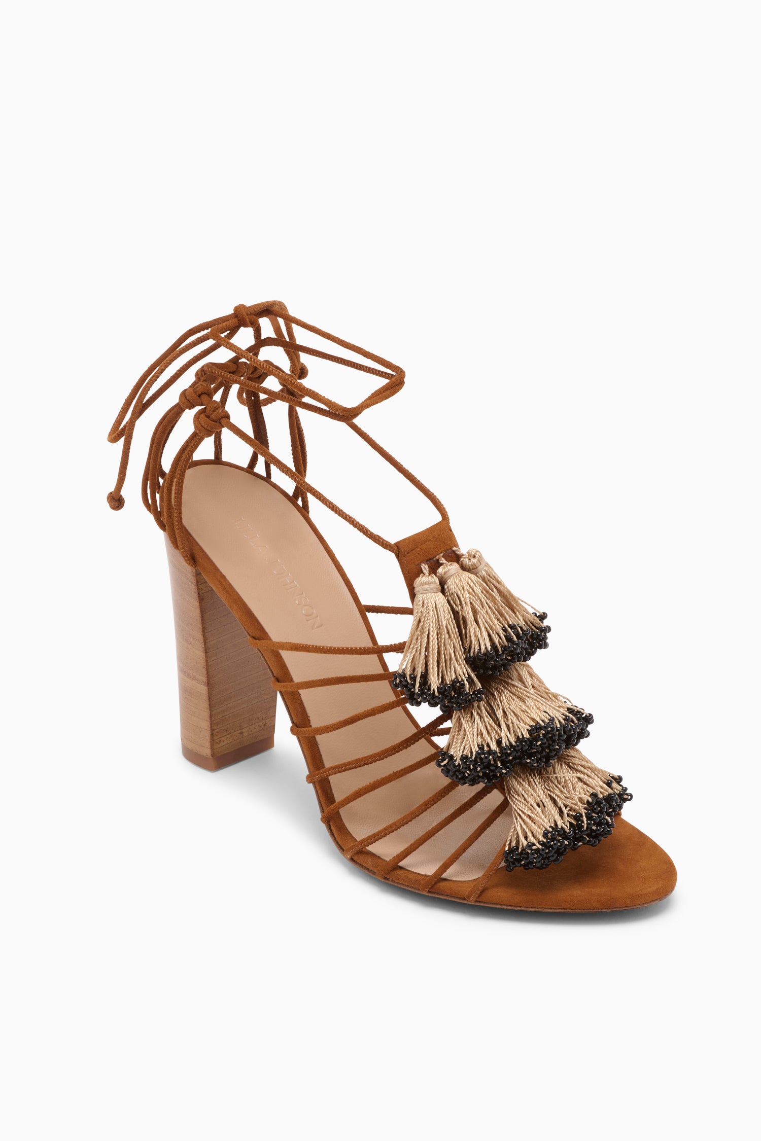 Ulla Johnson Beaded Fringe High Heel Sandal sandales Canyon