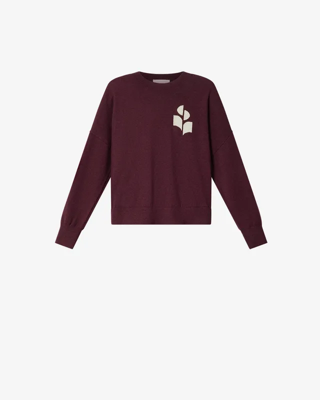 Isabel Marant Mailles Marisans pull bordeaux coton laine logo