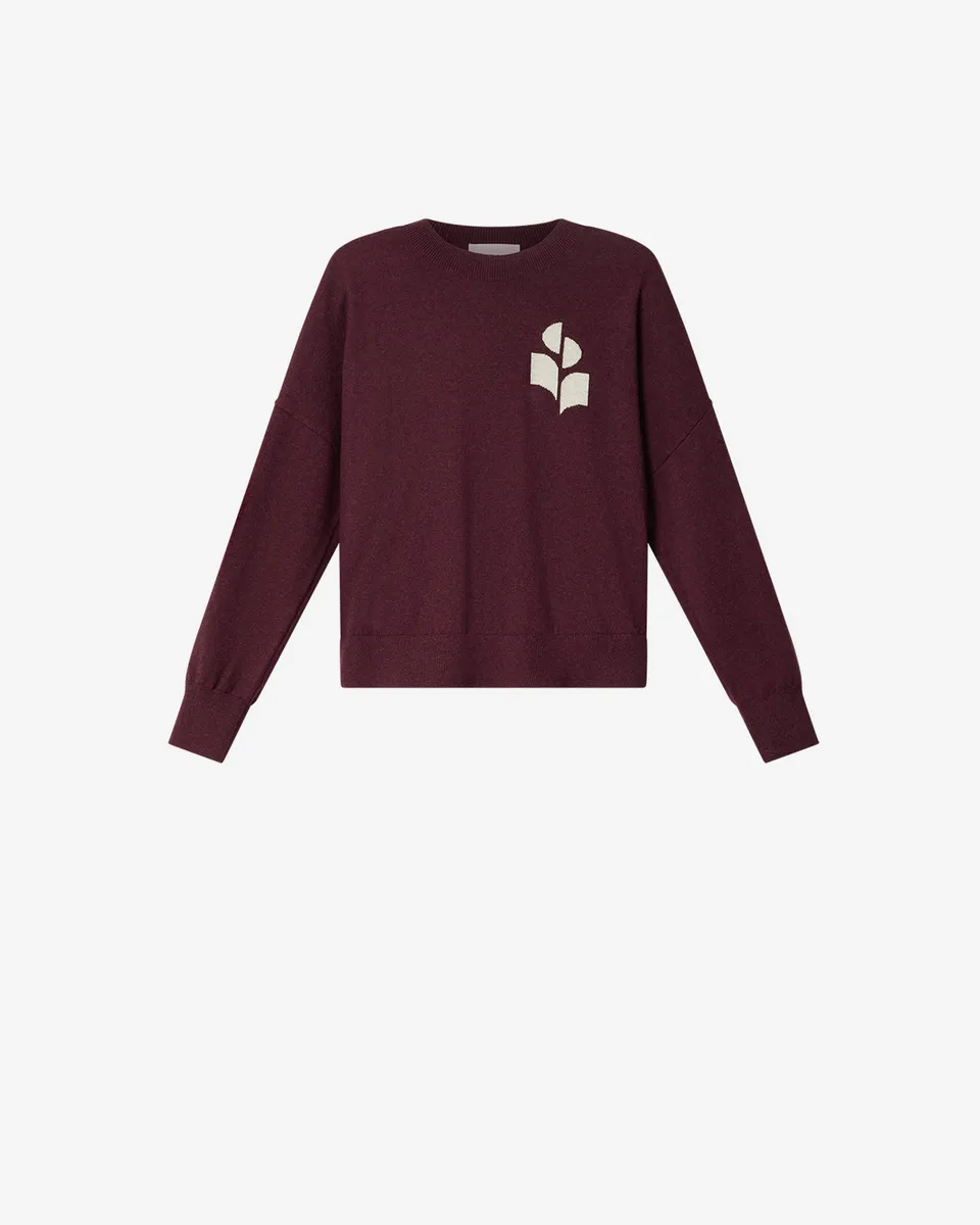 Isabel Marant Mailles Marisans pull bordeaux coton laine logo