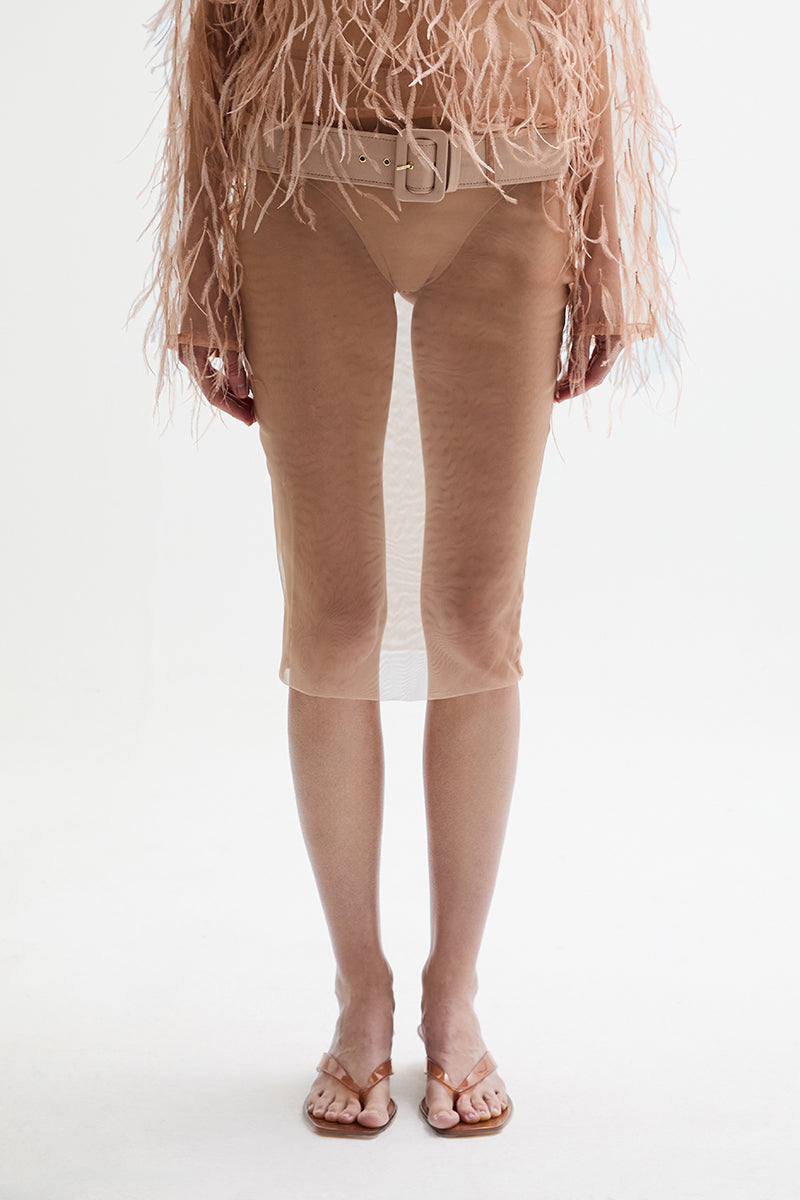 ATU Body Couture Veil jupe crayon tulle nude taille S