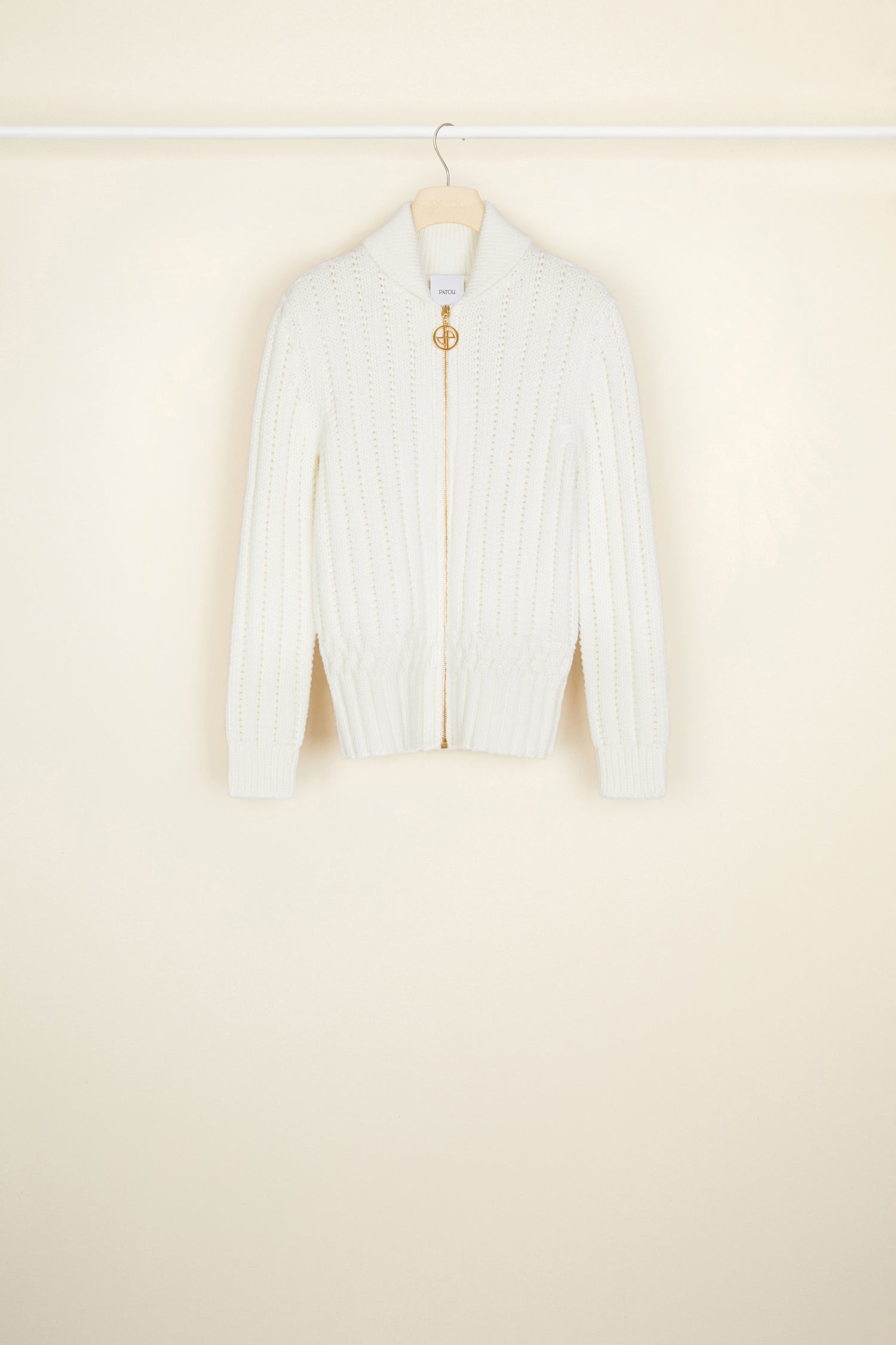 Patou zip cardigan gilet maille blanche côtelée XS-XL
