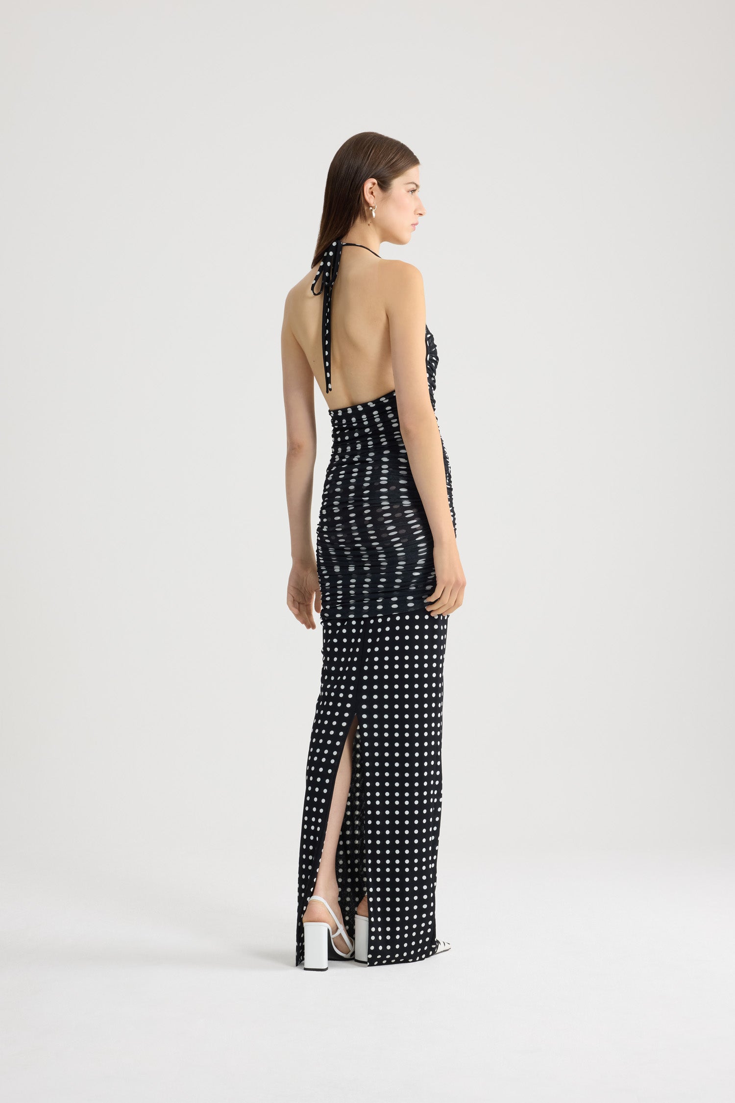 Patou DR250 robe longue pois bleu nuit
