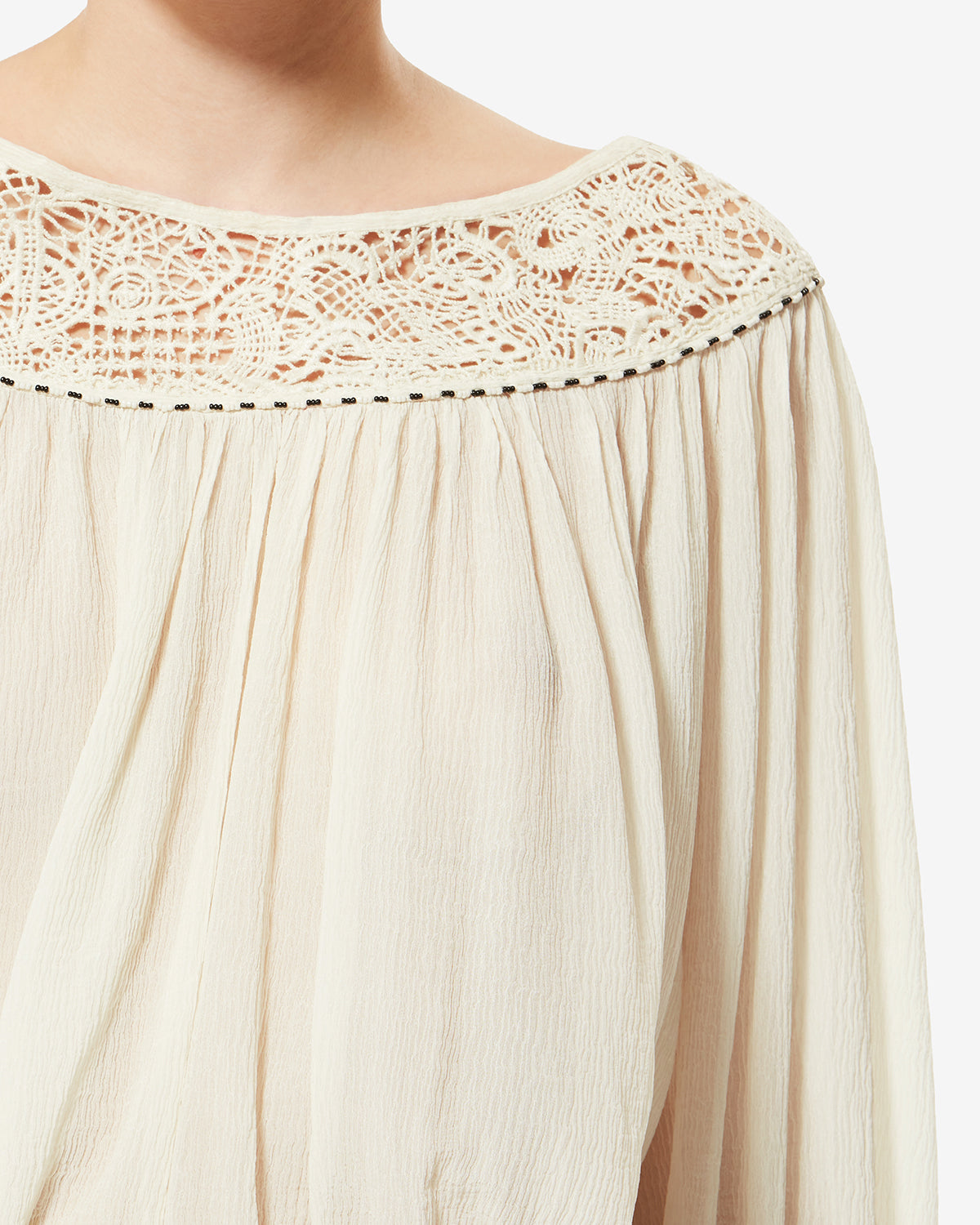 Isabel Marant Nelida HT0906FA top soie écru guipure