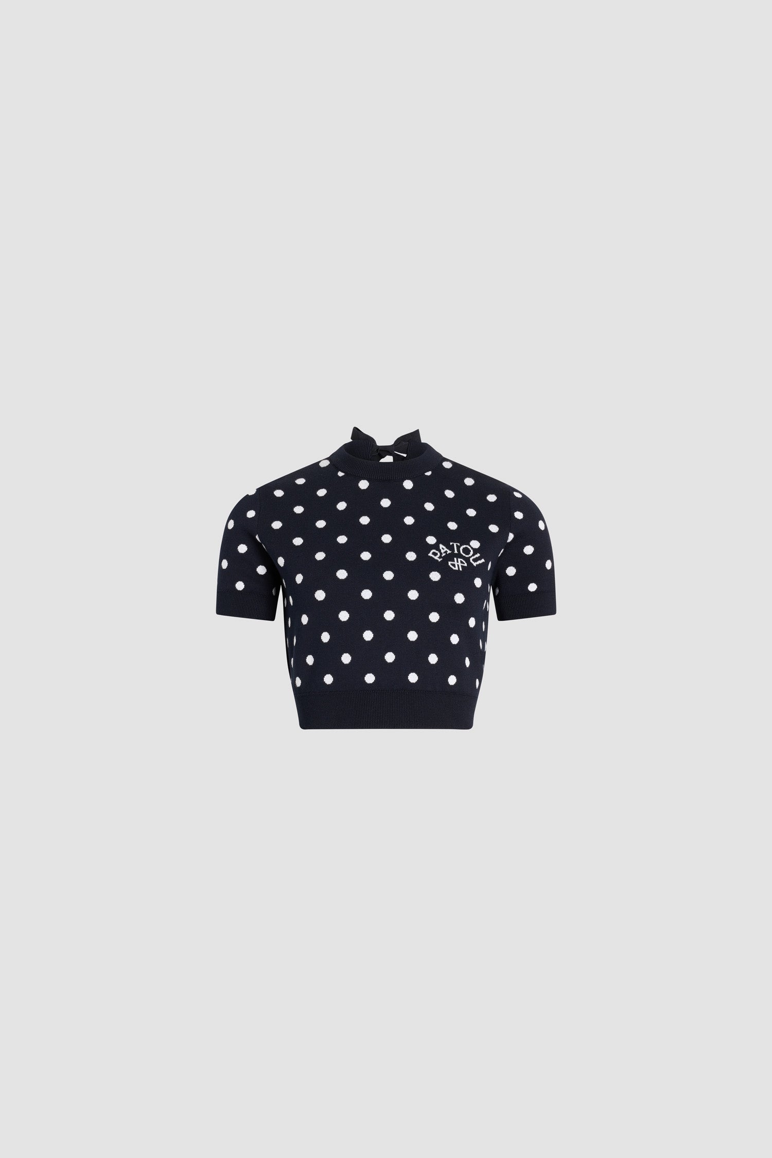 Patou KN318 t-shirt crop coton pois bleu Meteorite