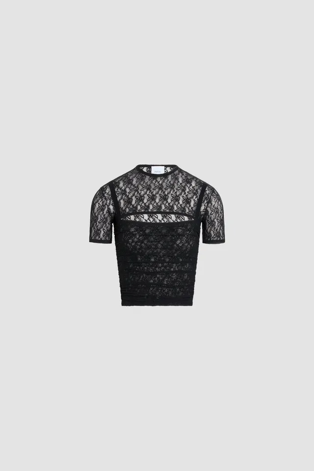 Patou JE242 top twinset dentelle noir