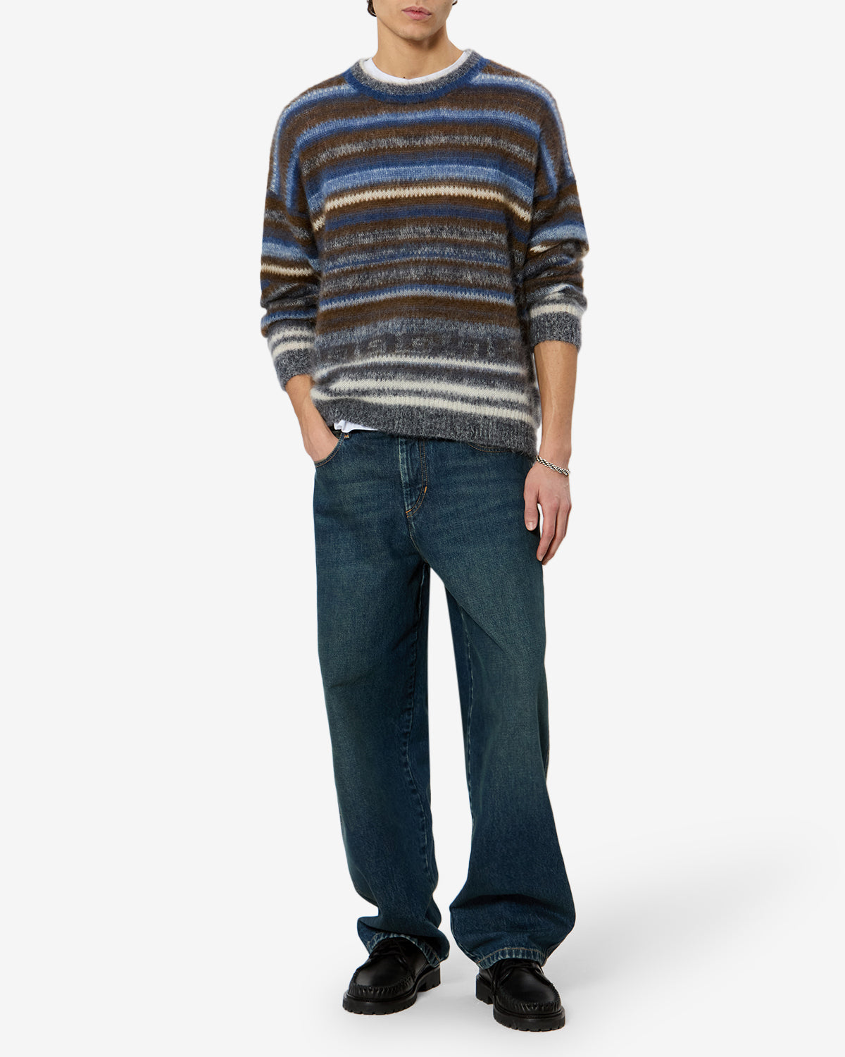 Isabel Marant Scolan pull mohair nuit rayures loose