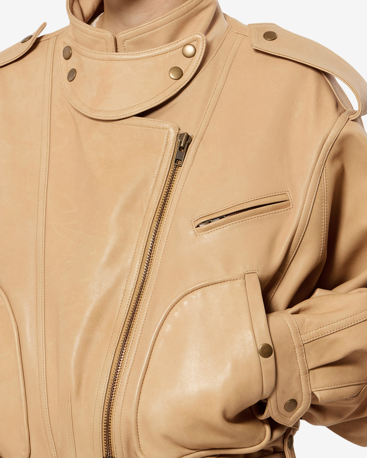 Isabel Marant Farza VE0744FA veste cuir beige biker