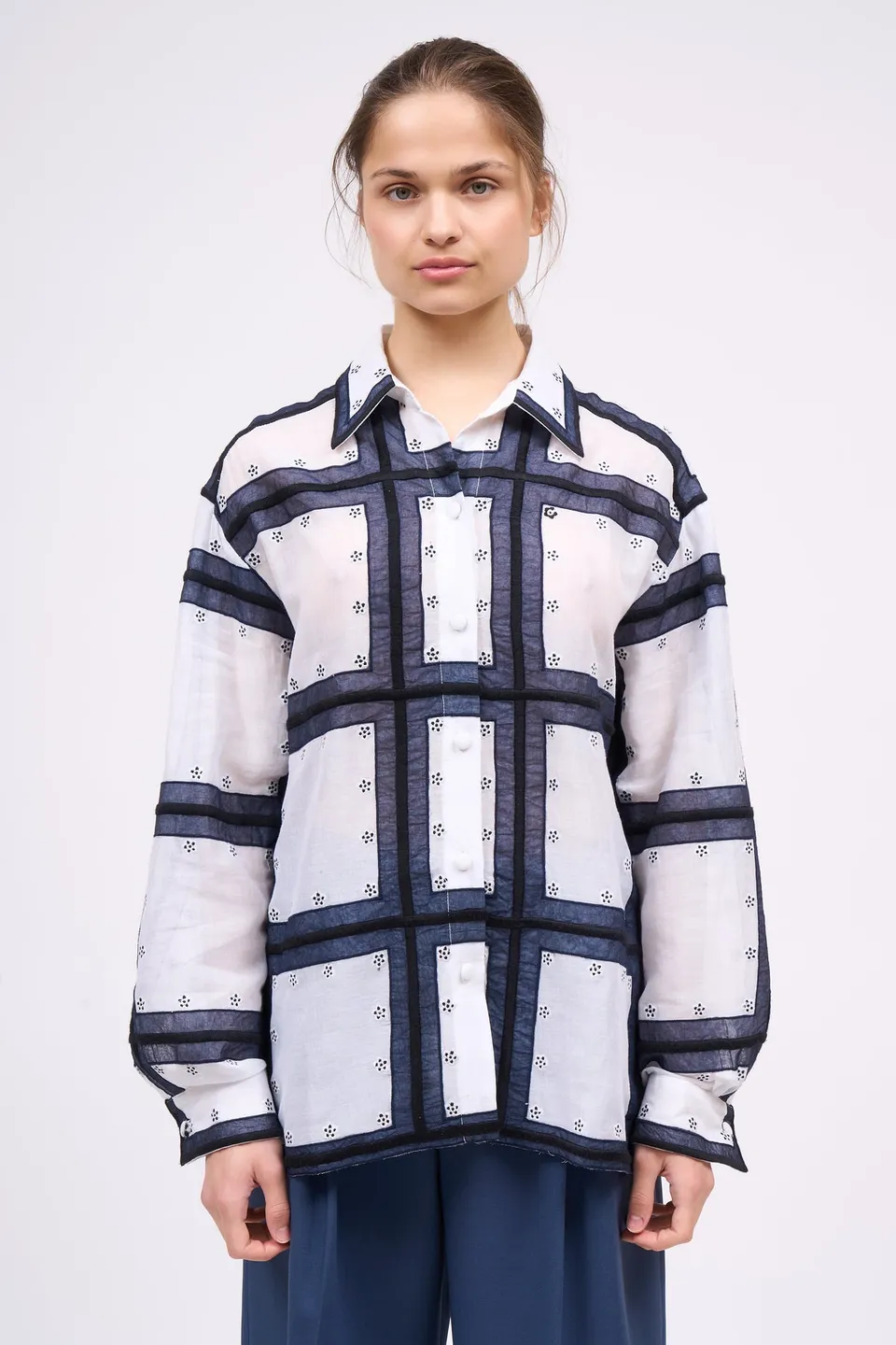 Paul & Joe Catherine chemise coton brodé patchwork