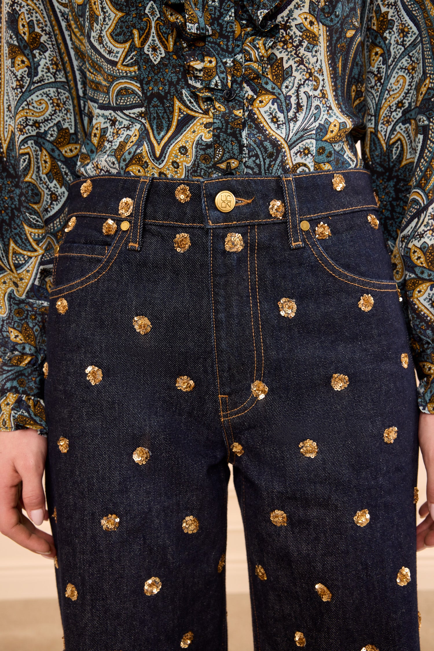 Ulla Johnson Willow UJ9904102 jean large brodé