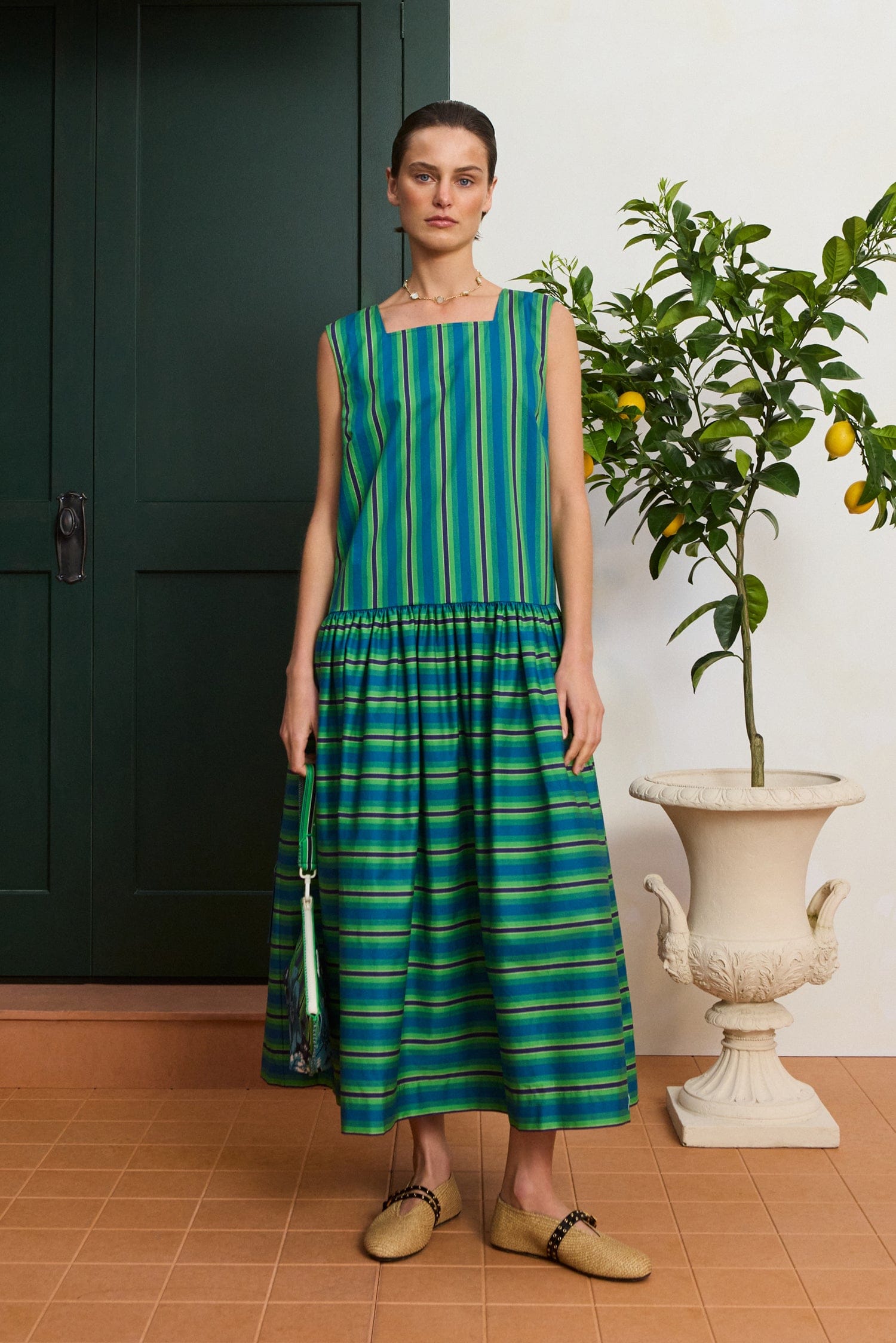 Alemais Margo robe midi coton bio sans manches