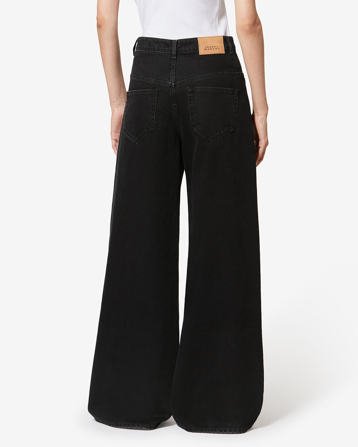 Isabel Marant Lemony jean large noir delave taille haute
