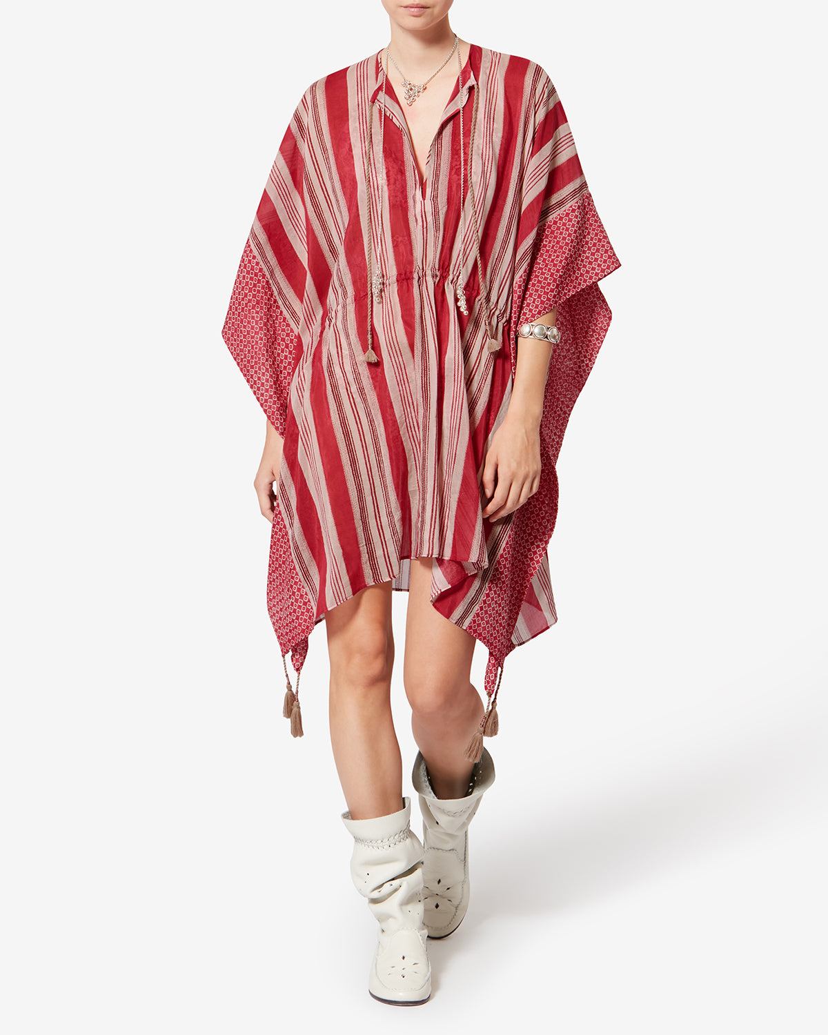 Isabel Marant Loreliz kaftan rouge coton soie