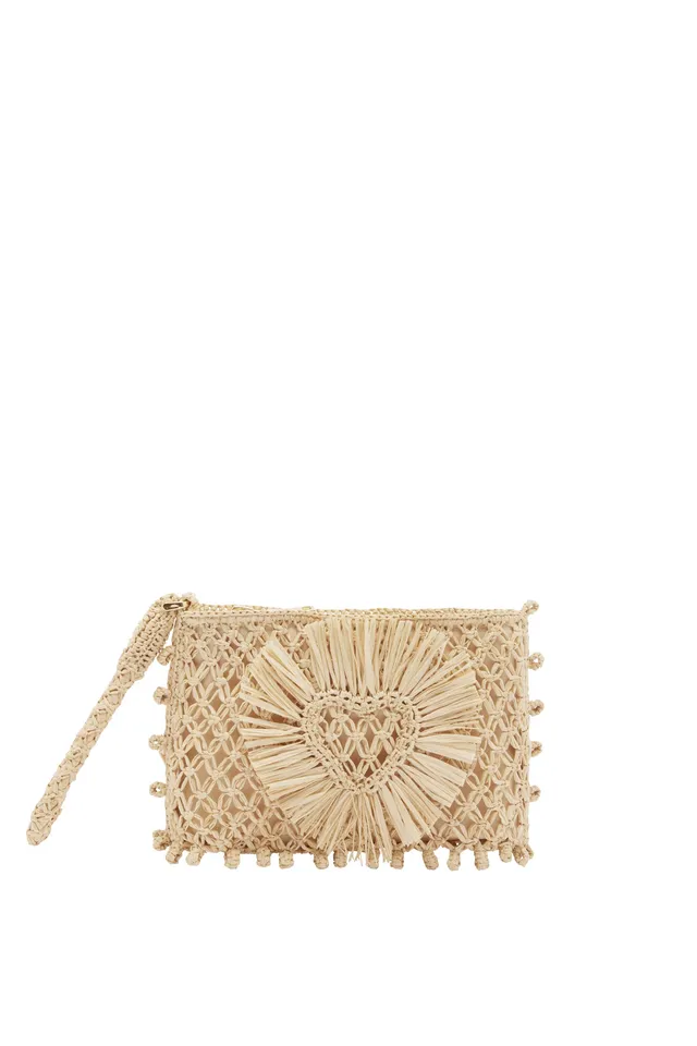 Alemais Raffia Micro Clutch pochette raffia cœur