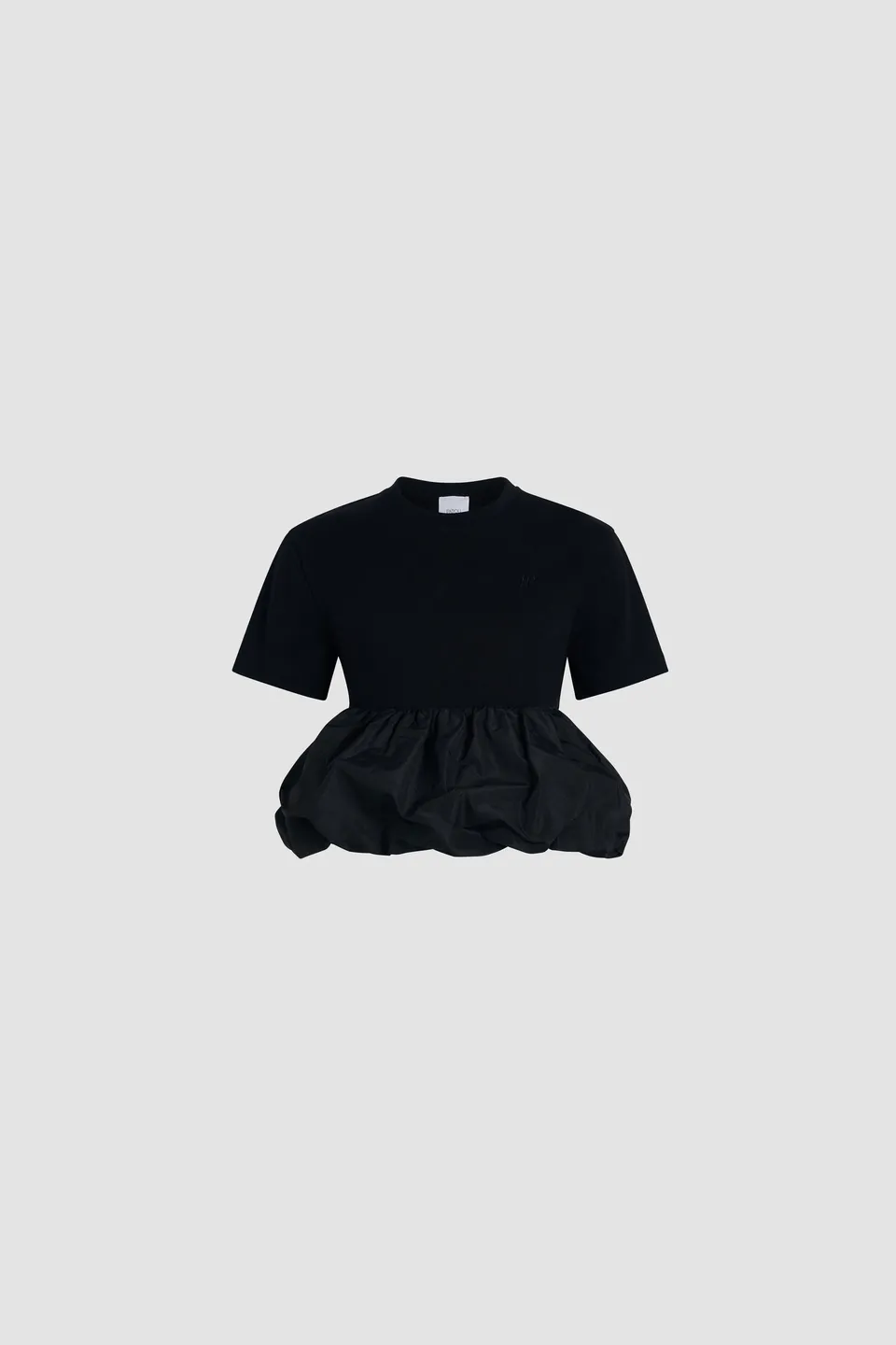 Patou P25JE1519990999B t-shirt coton noir volant faille