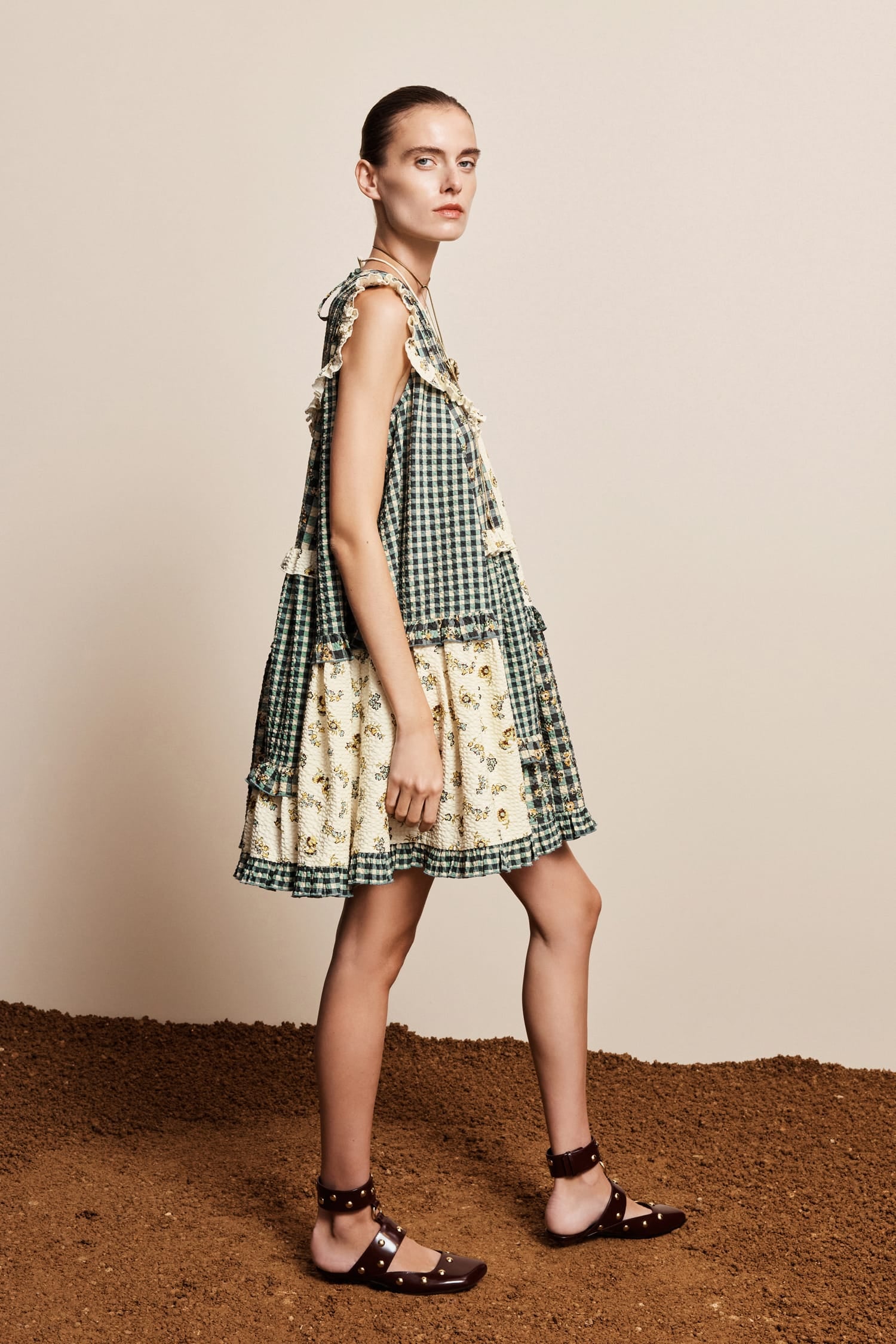 Alemäis Outrider robe mini patchwork seersucker fleurie