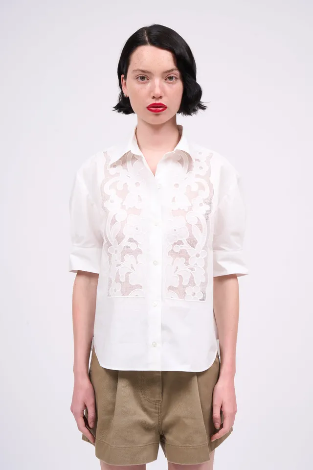 Paul & Joe Floriane chemise brodée coton blanc