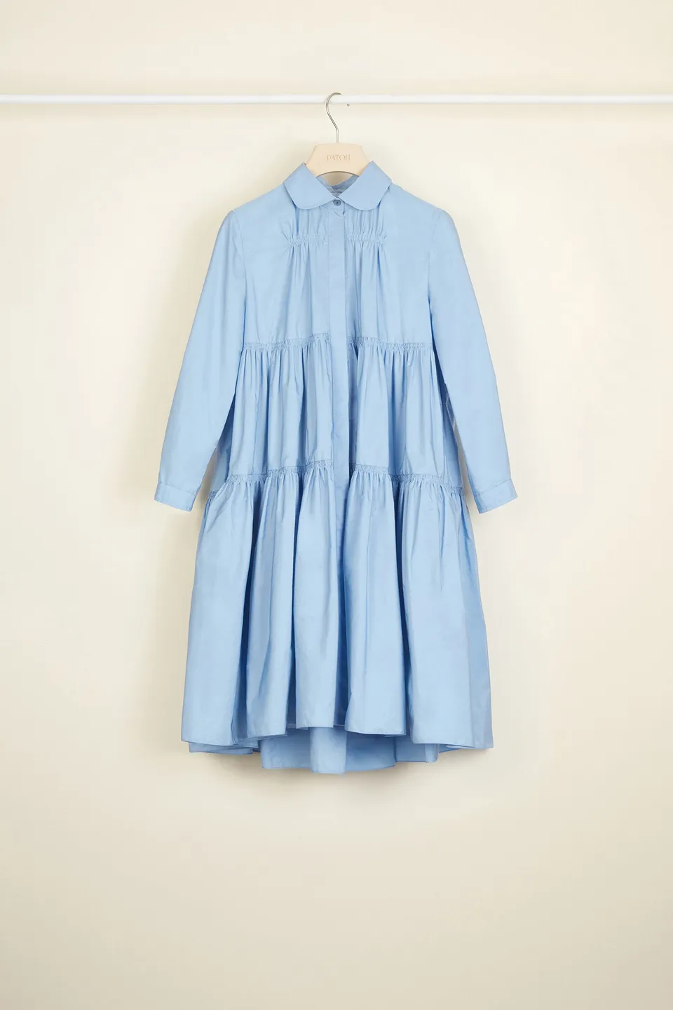 Patou Robes robe chemise faille P20DR030 bleue volants