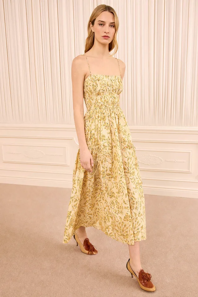 Ulla Johnson Vidri Robe coton Chamomile bretelles