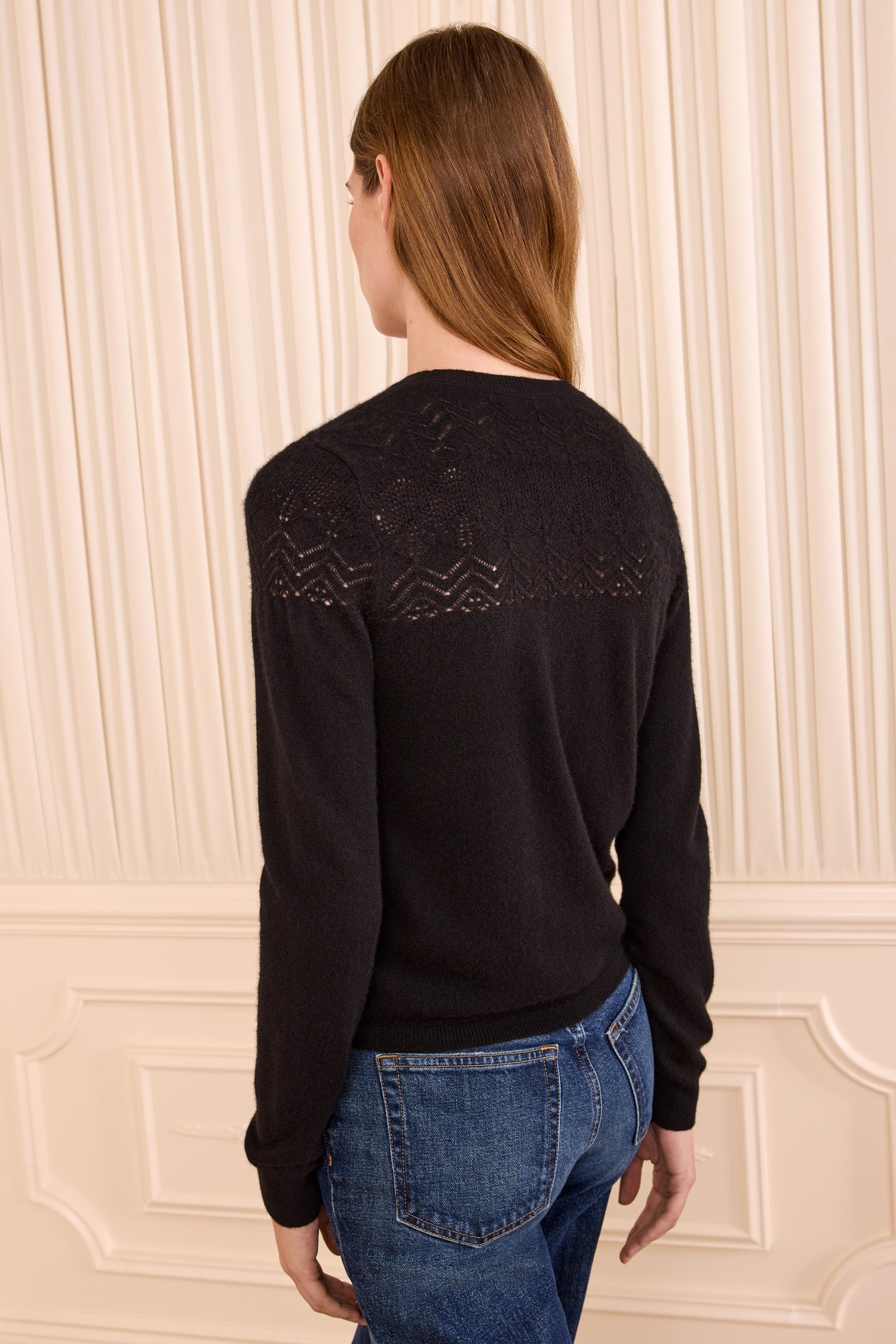 Ulla Johnson Emelie Top pull cachemire noir manches longues