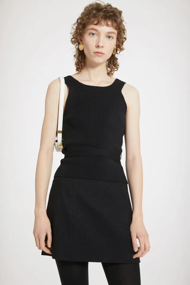 Patou KN153 top maille dos croisé laine noir