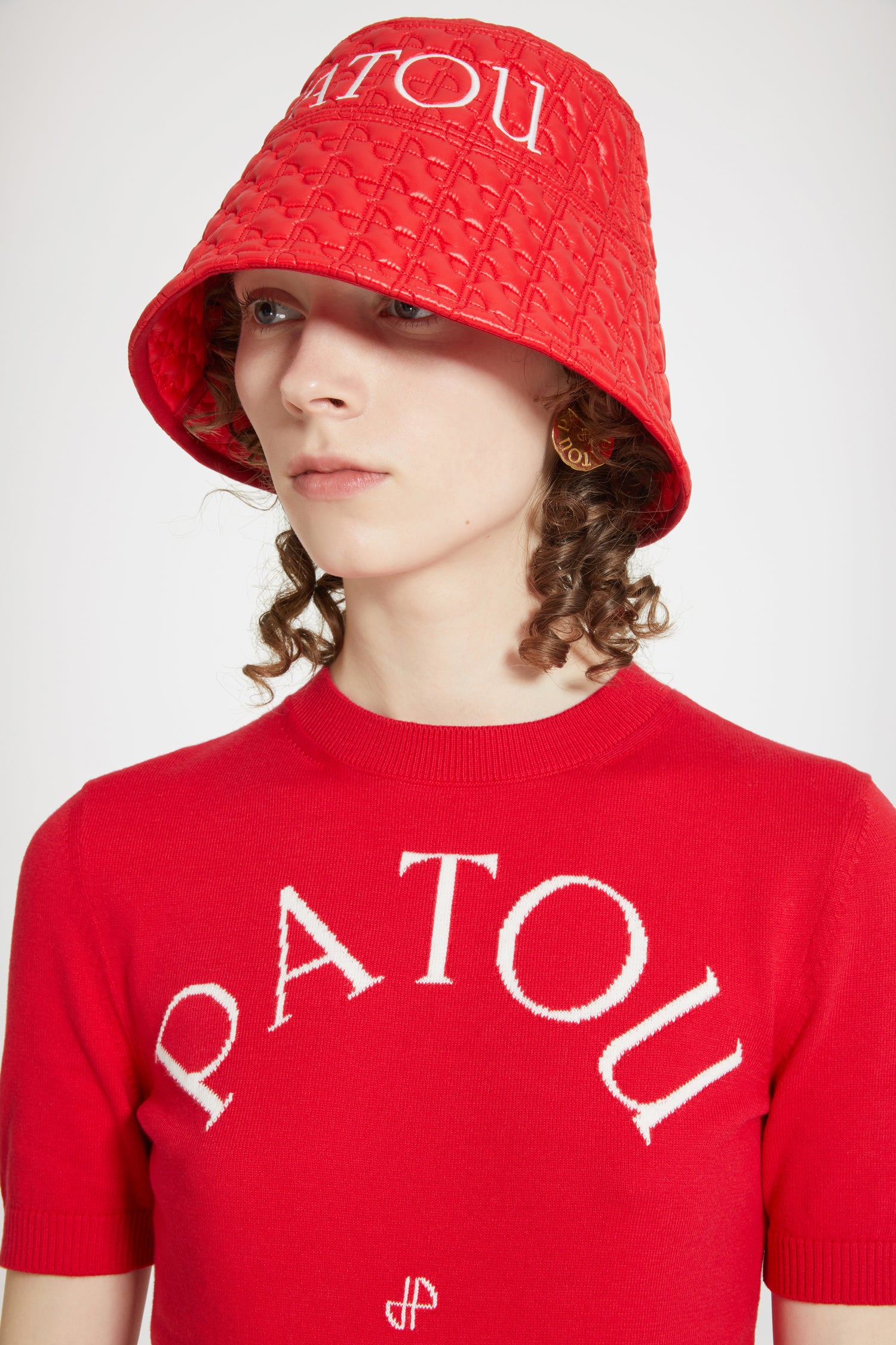 Patou top jacquard coton bio logo rouge Racing Red