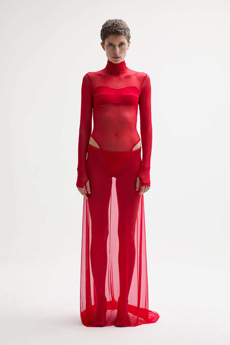 ATU Body Couture CARDINAL robe longue S tulle rouge