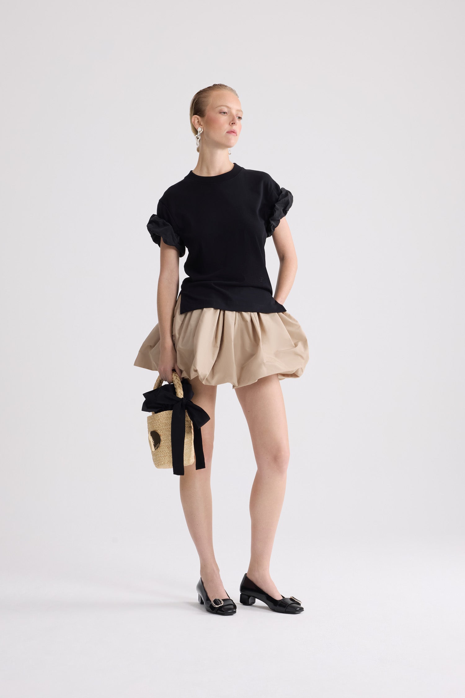 Patou JE225 t-shirt noir coton bio manches faille