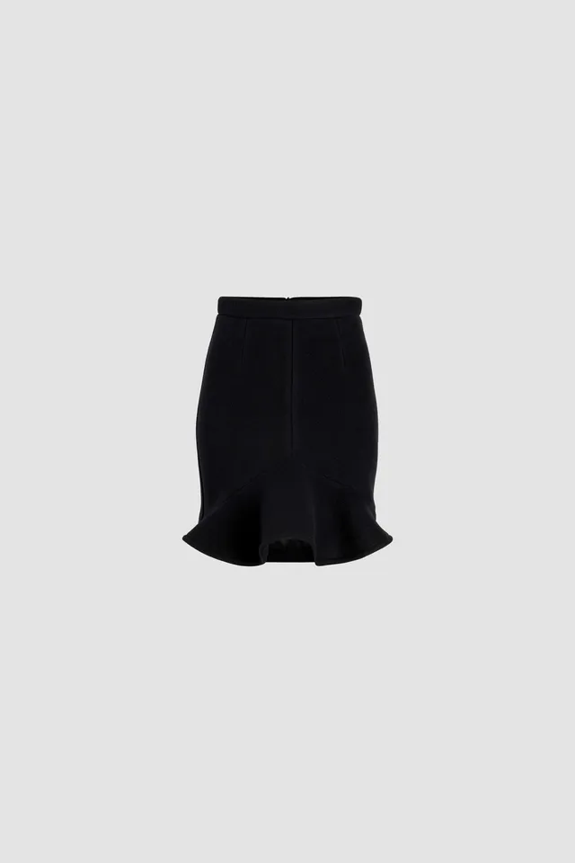 Patou H24SK0650183999B mini-jupe noire volant laine