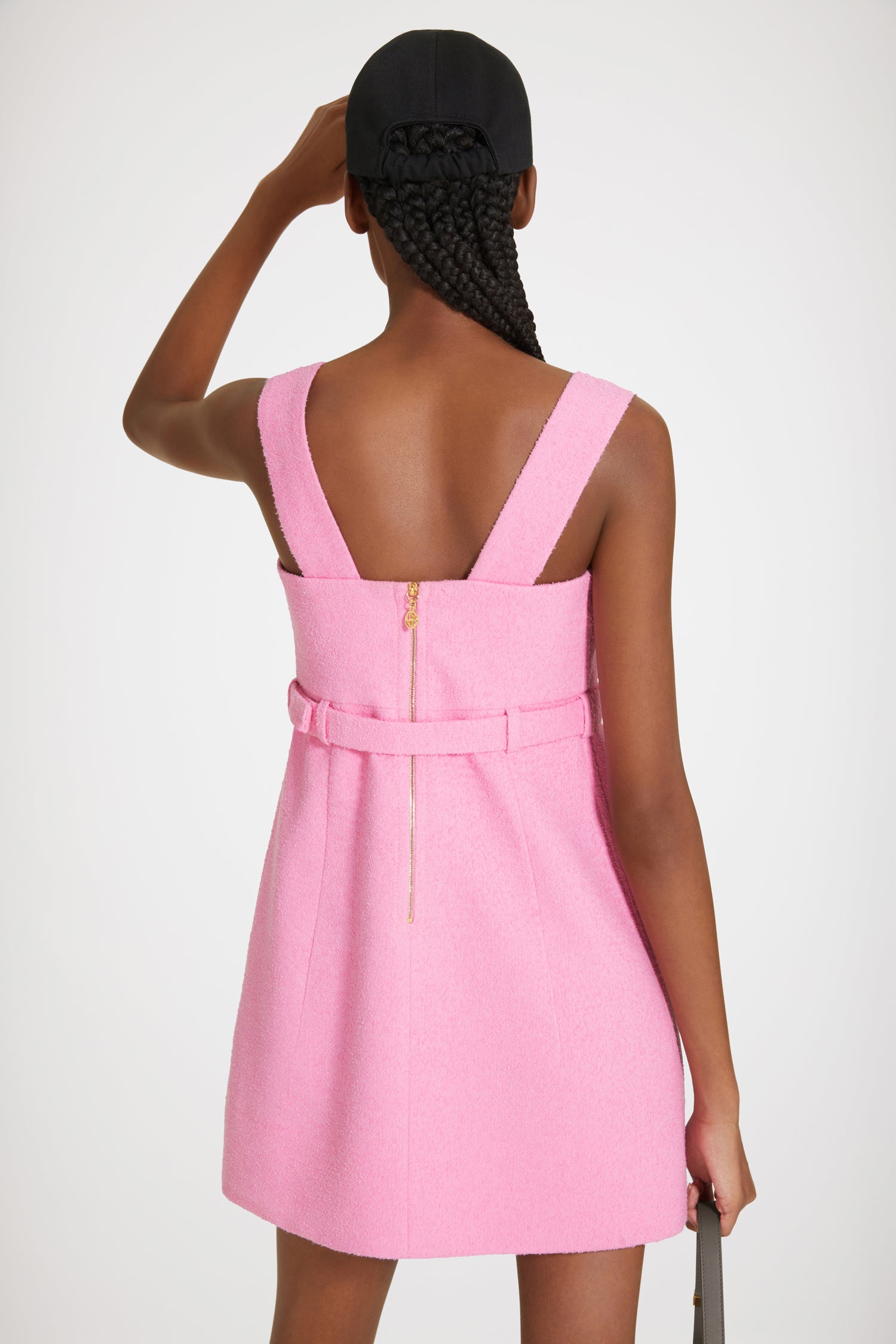 Patou P23DR1050134453B robe tweed Begonia Pink ceinturée