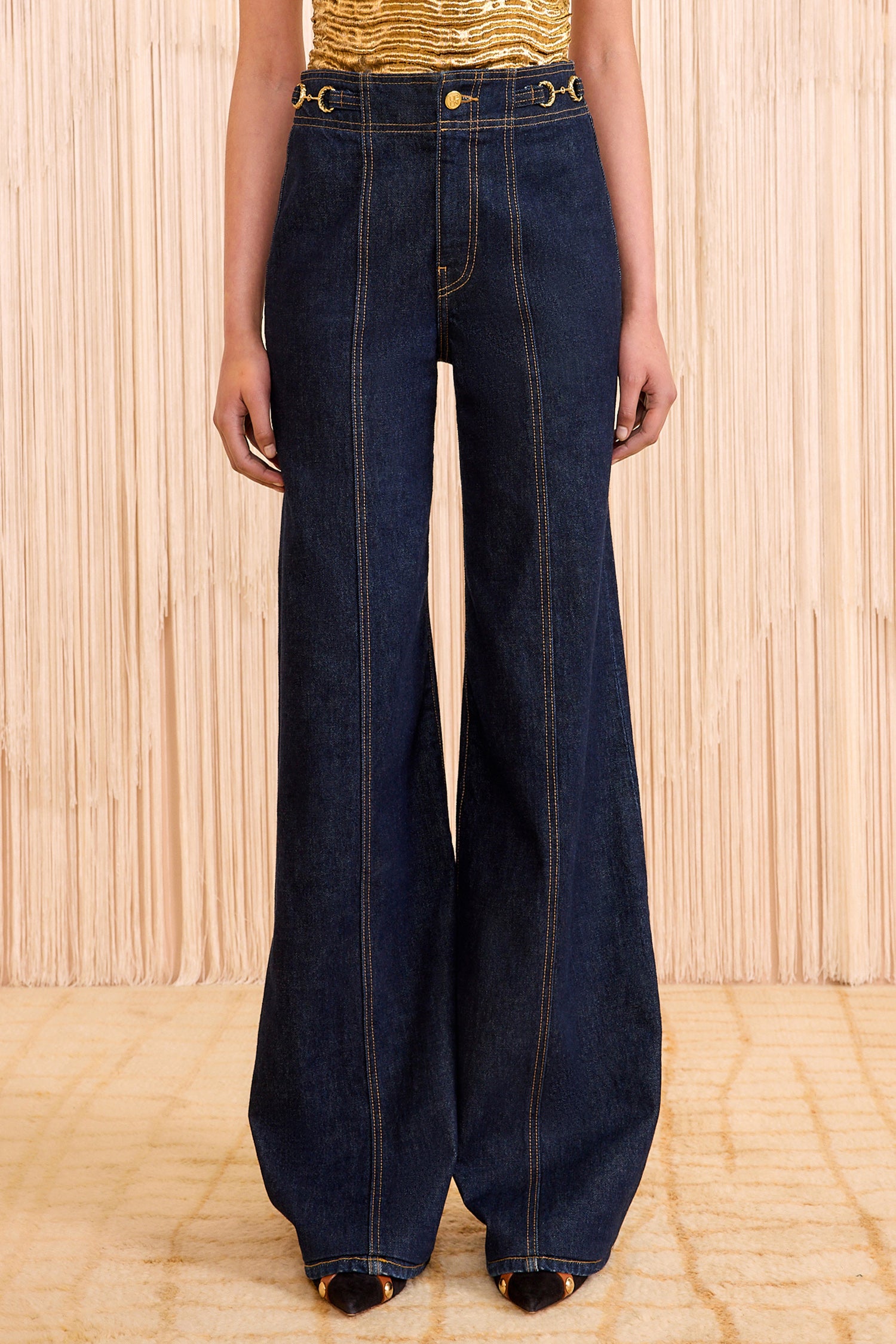 Ulla Johnson Delphine jean Tigris indigo taille haute flare