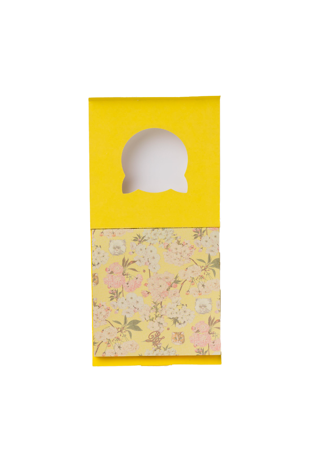 Paul & Joe pense-bête jaune floral tête chat