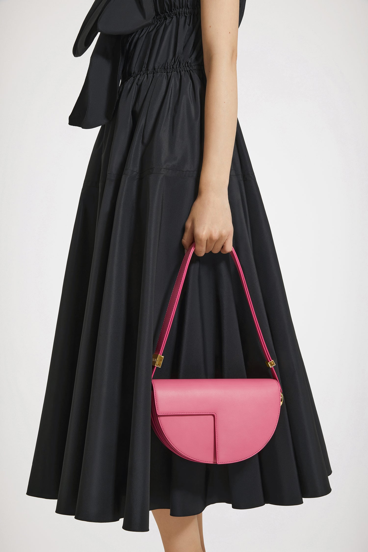 Patou DR133 robe cocktail midi faille recyclée noire
