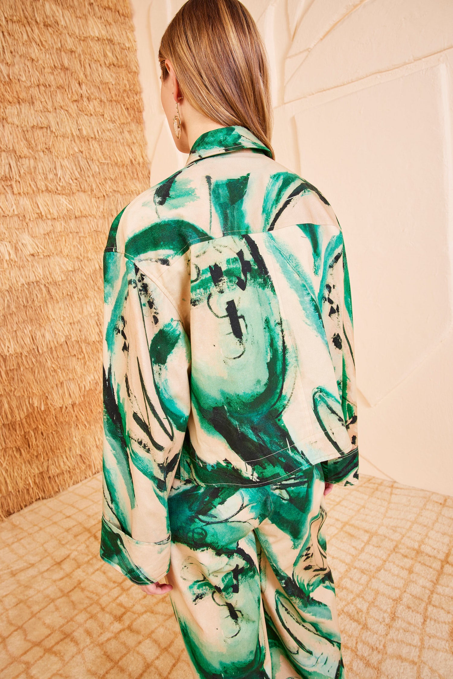 Ulla Johnson Painter veste Portrait Green coton poches