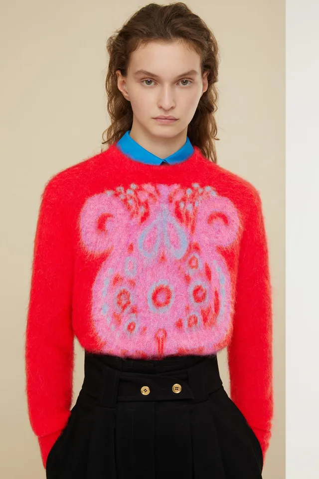 Patou pull jacquard mohair alpaga multicolore