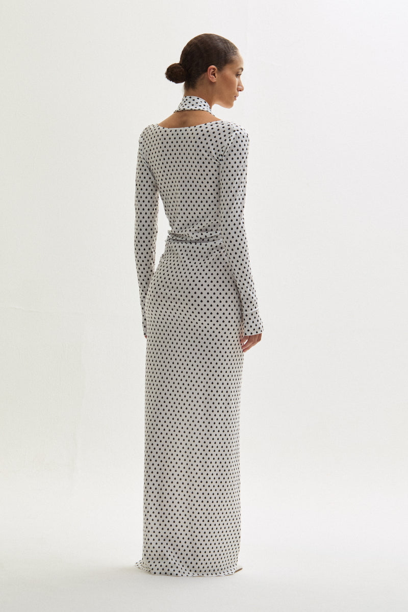 ATU Body Couture Teardrop Dress robe blanche motif noir
