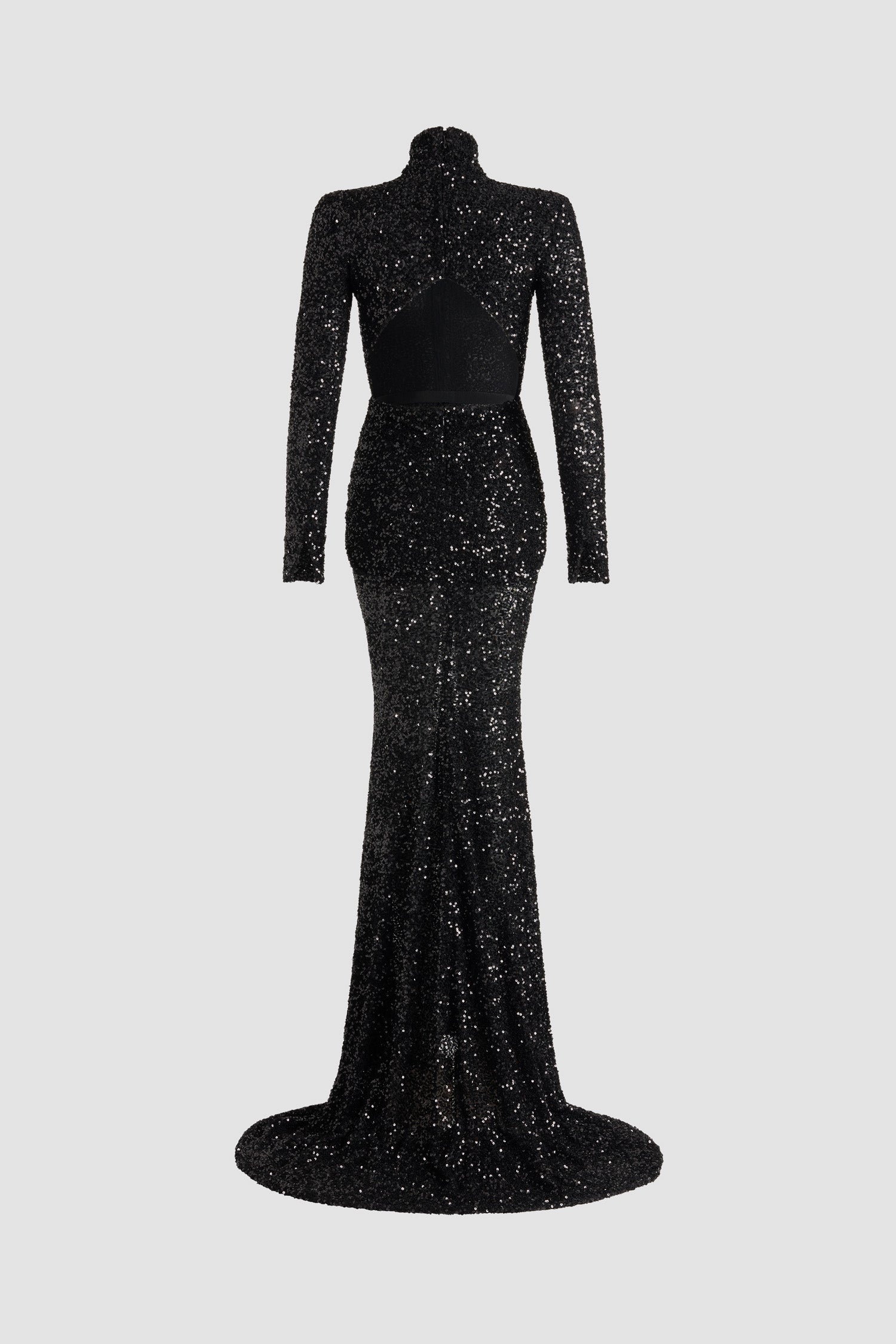Patou H25DR2000226999B robe longue sequins noire dos découpé