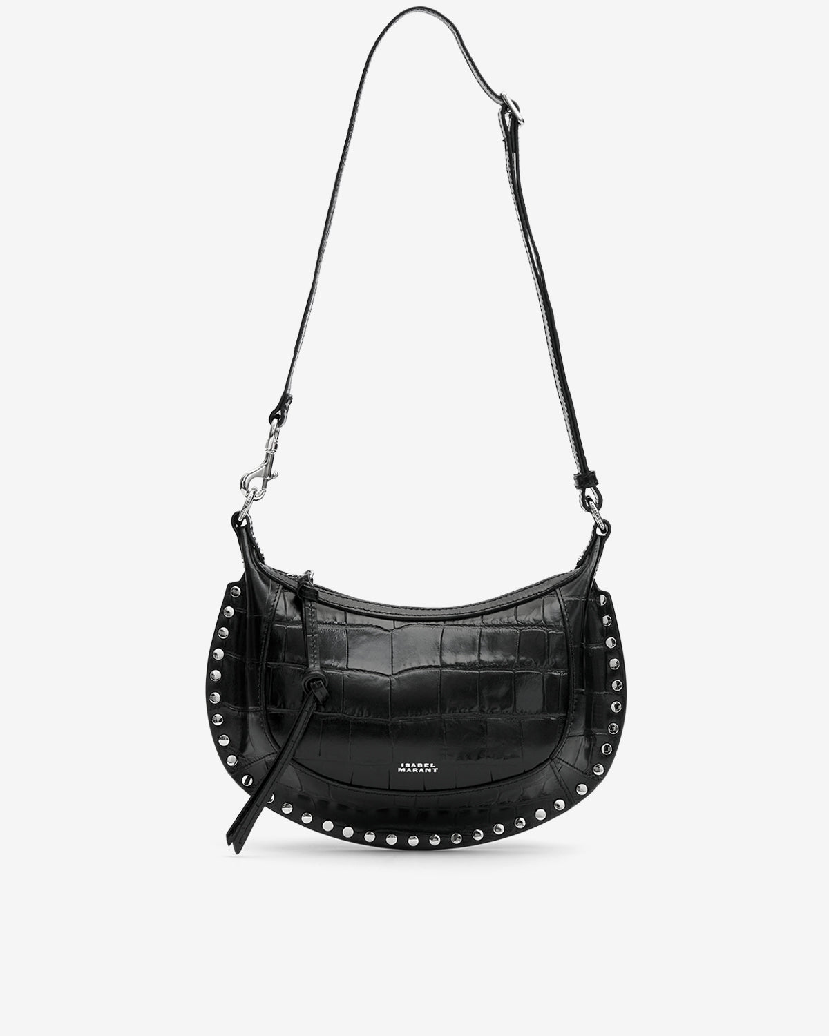 Isabel Marant Oskan Moon sac cuir croco noir argenté