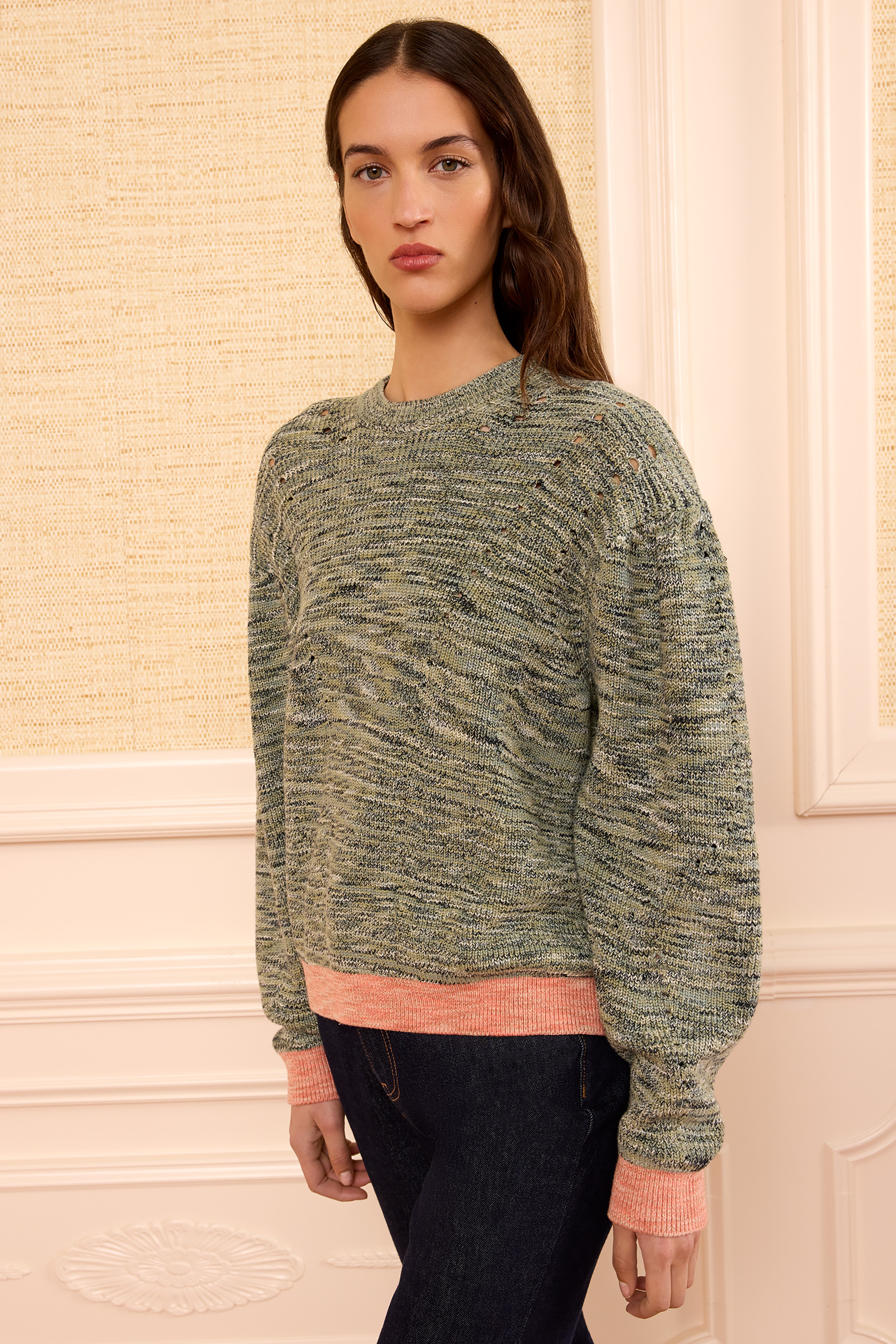 Ulla Johnson Illesa pull coton vert piedstone