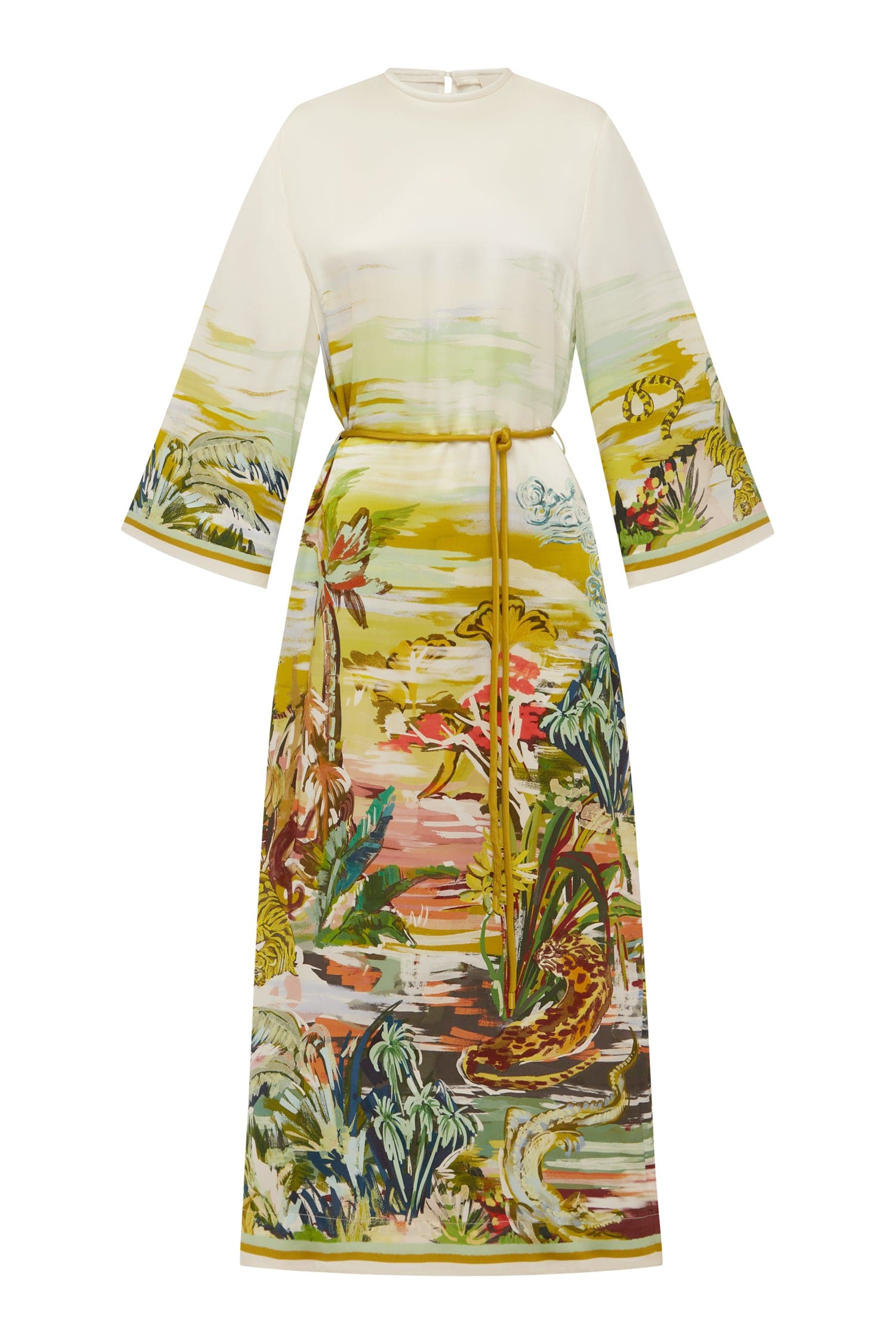Alemäis Jungle Boogie robe midi soie imprimé jungle