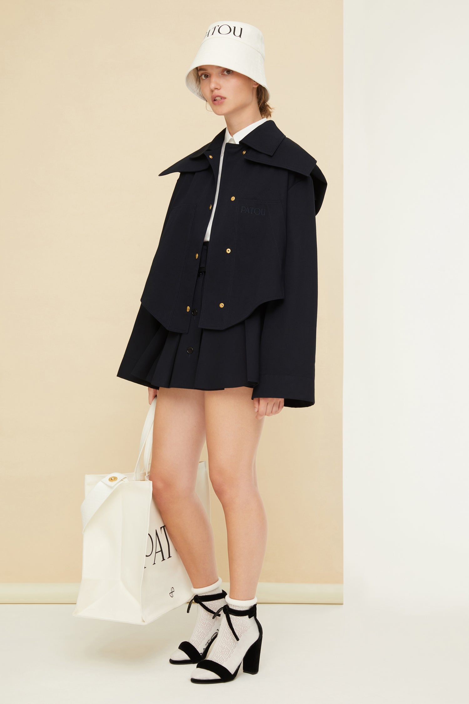 Patou P22OU0110074698N parka coton bio bleu nuit capuche