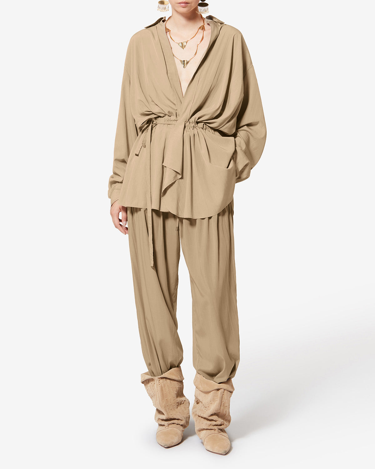 Isabel Marant Inaya PA0547FC pantalon large kaki