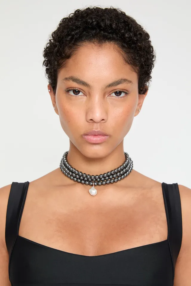 ATU Body Couture collier choker hématite pendentif baroque