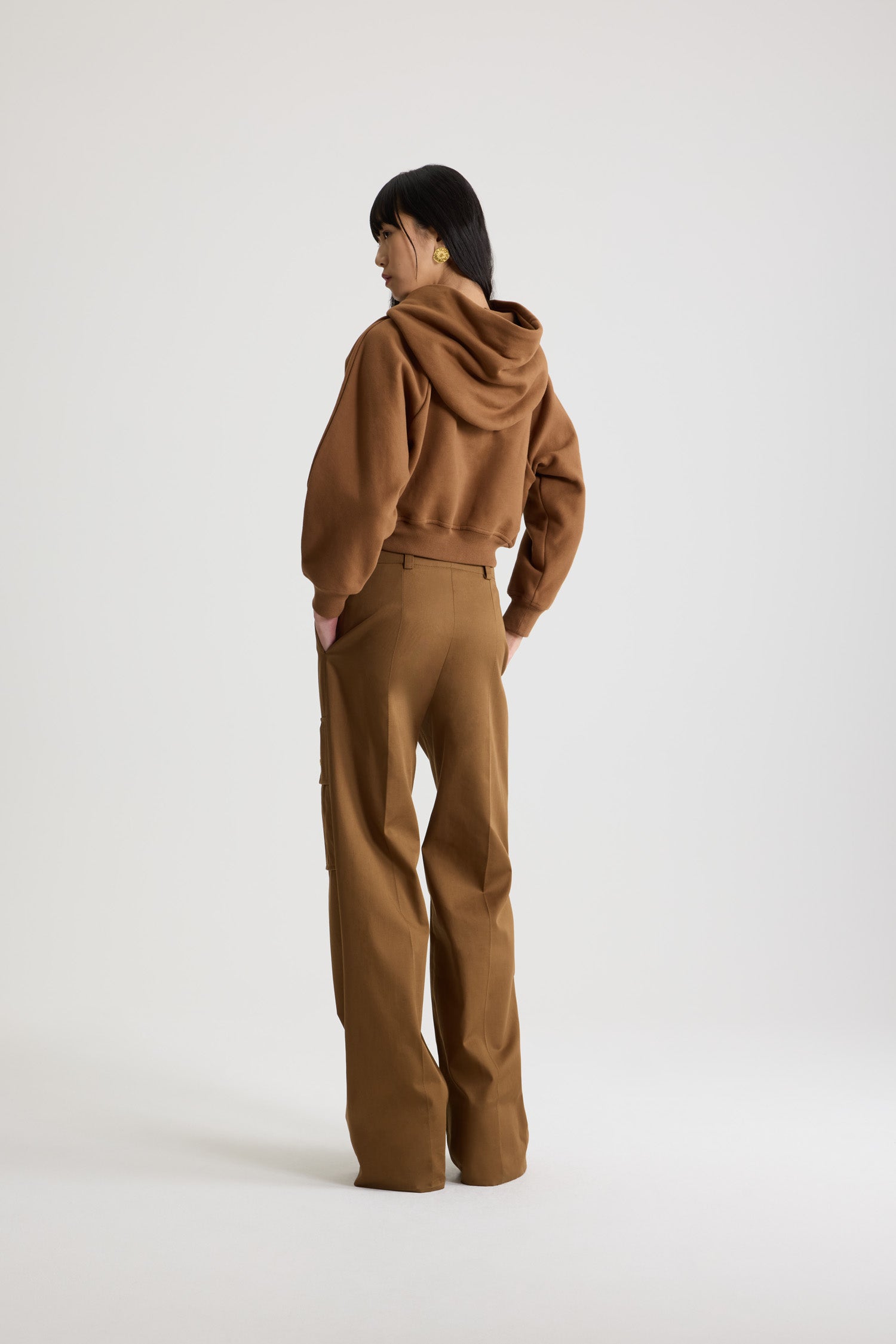 Patou JE192 sweat à capuche coton bio Mahogany marron