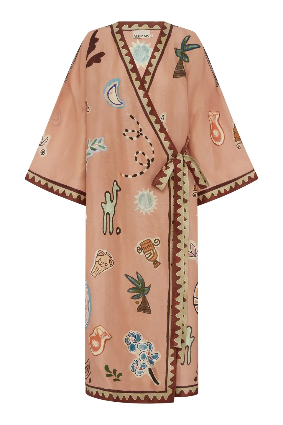Alemaïs Laurence Wrap Midi Dress robe lin soie