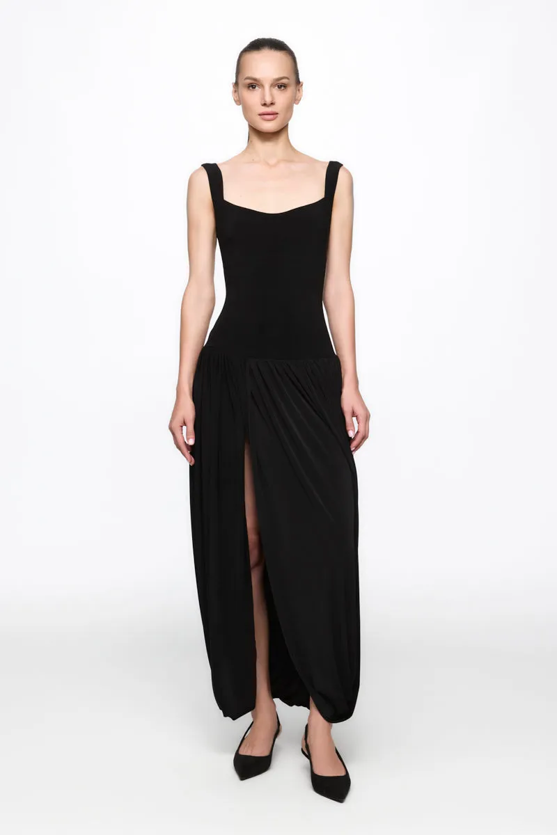 ATU Body Couture robe corset midi noire drapée jersey
