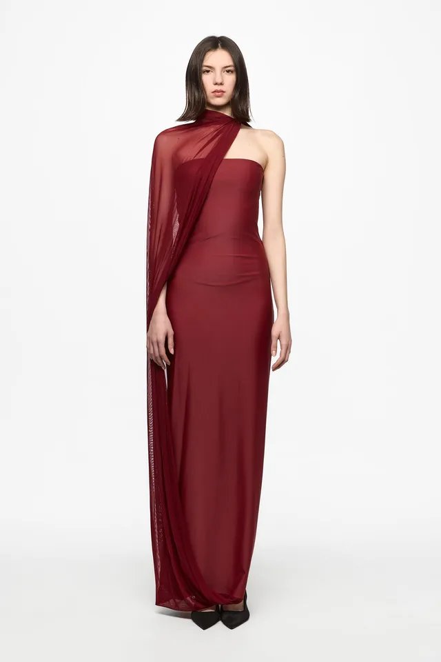 ATU Body Couture Tube Cape robe bordeaux fente taille S