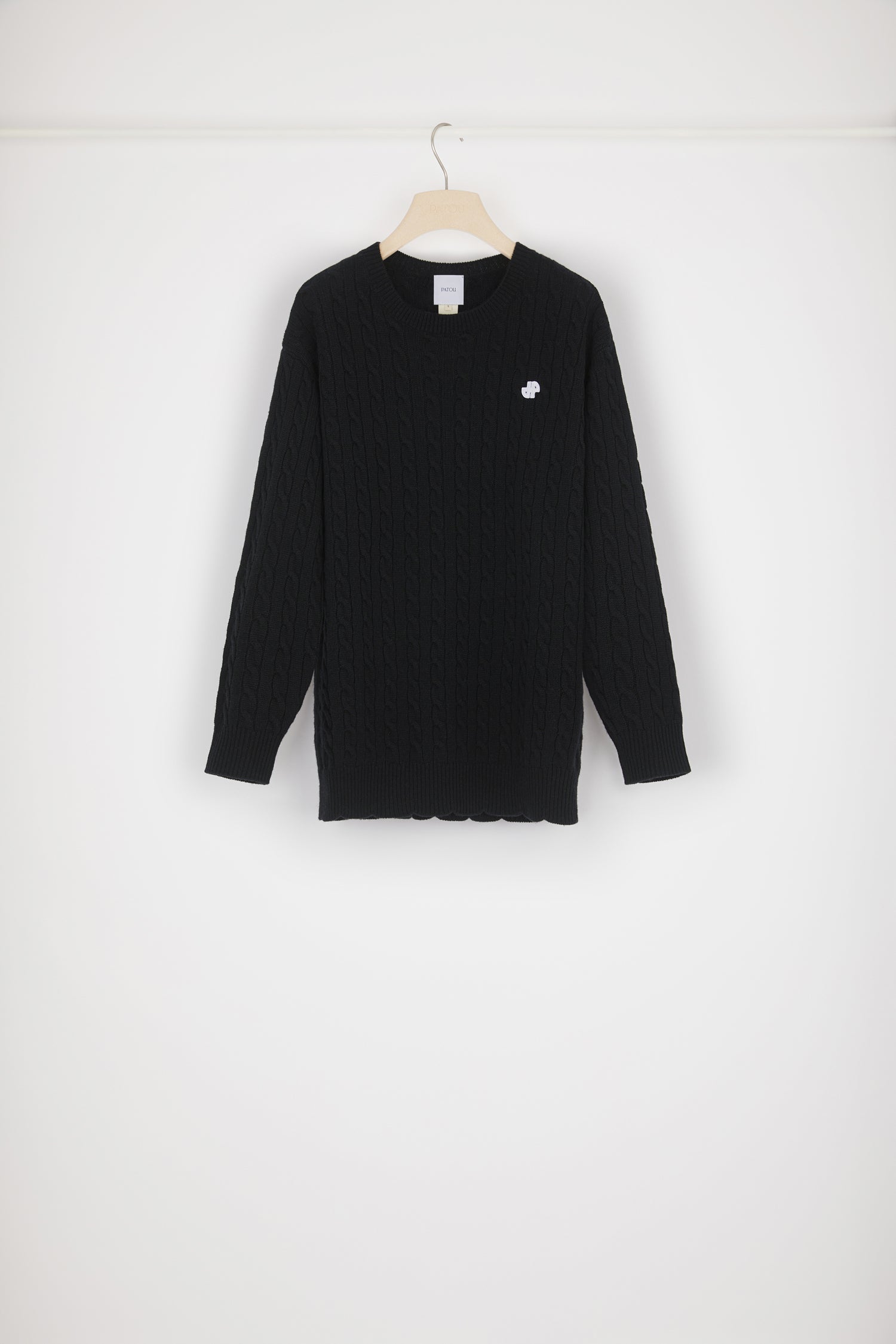 Patou KN108 pull torsadé laine mérinos noir JP